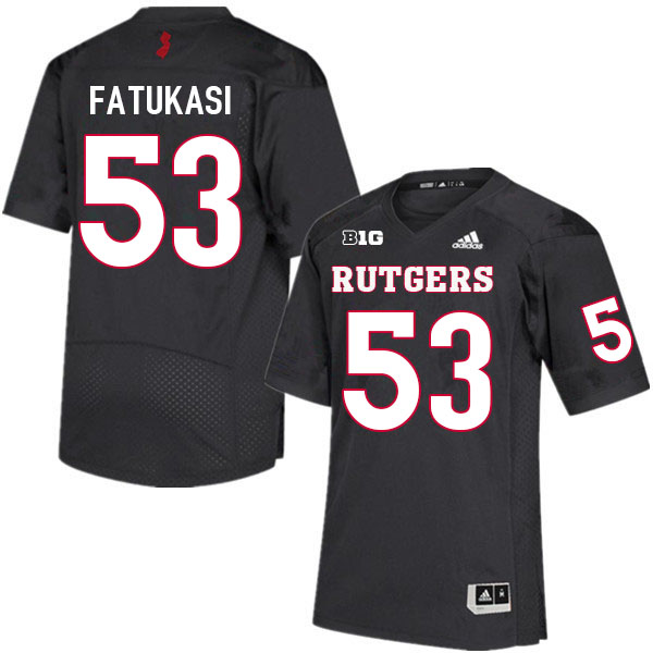 Men #53 Tunde Fatukasi Rutgers Scarlet Knights College Football Jerseys Sale-Black - Click Image to Close